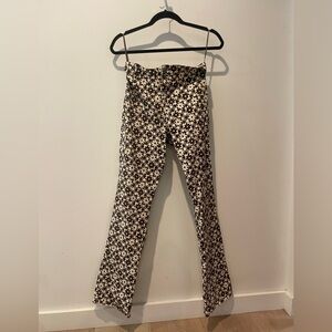 Zoven Flare Trouser in Patchwork Daisy Brown